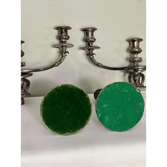 Pair of Old Sheffield Silver Plated Matthew Boulton Three Light Candelabra, Early 1800s For Sale - Image 16 of 17