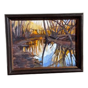 Original Impressionist Landscape Oil Painting – River Reflection – Signed H. Reibel