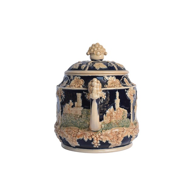 Add a regal touch to your gatherings with our Vintage German Castle Stoneware Ceramic Punchbowl Tureen Set. Stamped "WW"...