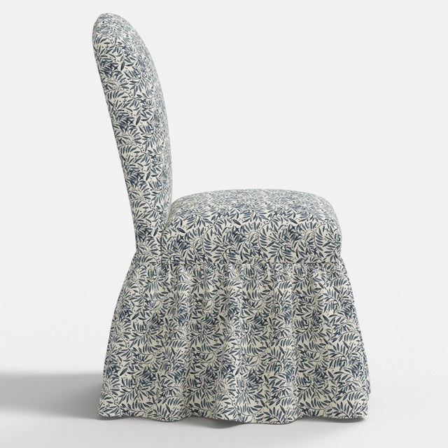 Not Yet Made - Made To Order Stoffer Home x Cloth & Company Thelma Ruffle Camel Back Dining Chair in Willow Vine Navy For Sale - Image 5 of 8