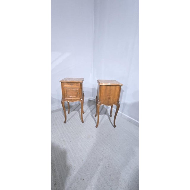 French Walnut Bedside Lamp Tables, 1880, Set of 2 For Sale - Image 6 of 14