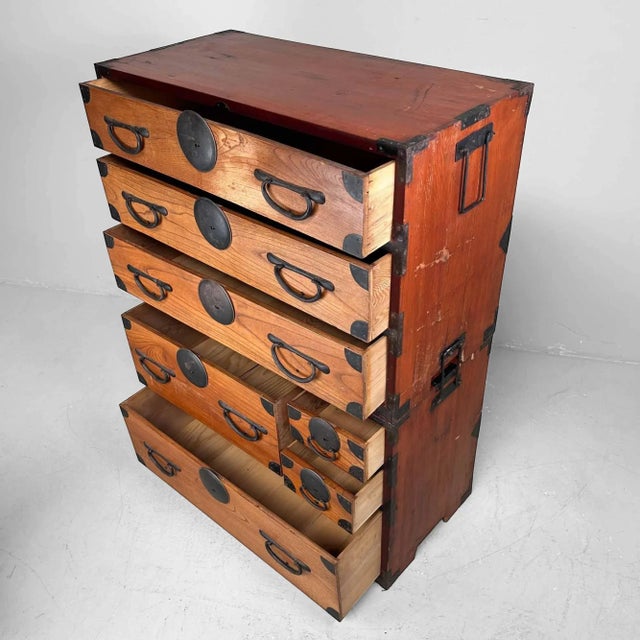 Japanese Traditional Tansu Storage Chest, 1890s For Sale - Image 3 of 11