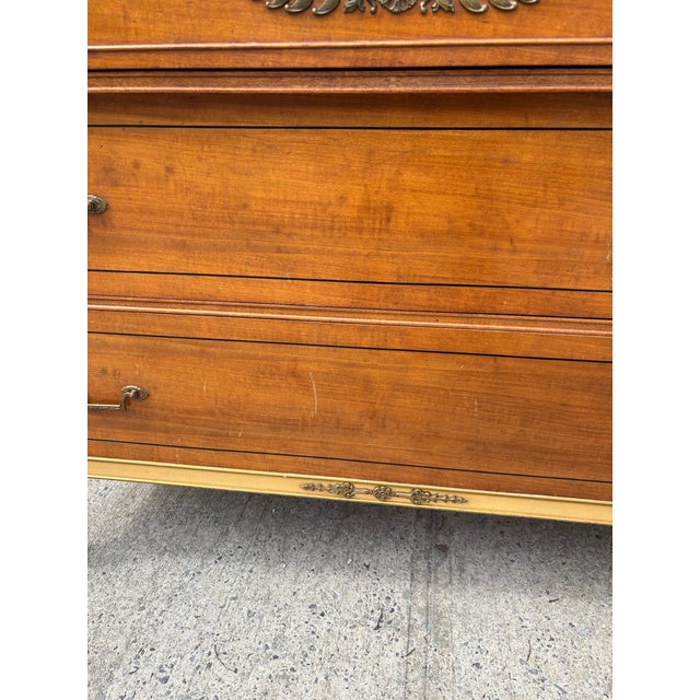 Vintage Neoclassical Empire Revival Brass Mounted Chest of Drawers With Ebonized Columns For Sale - Image 12 of 12