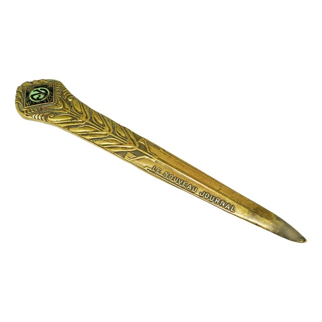 Art Nouveau French Figurative Letters Knife, 1890s For Sale