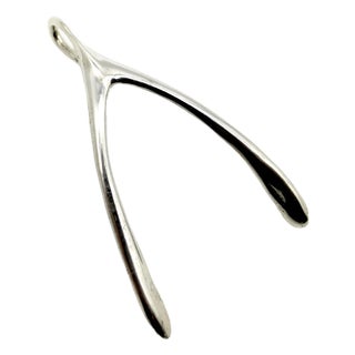Vintage 14k Gold Make a Wish Wishbone Pendant For Sale