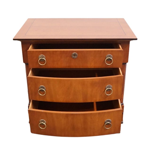 Late 20th Century Henredon Furniture Solid Mahogany Traditional Empire Style 32" Three Drawer Nightstand 4901-06-3619 For Sale - Image 5 of 14