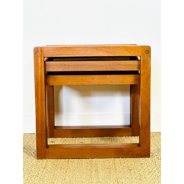 Vintage Teak and Ceramic Nesting Tables, 1960s, Set of 3 For Sale - Image 9 of 15