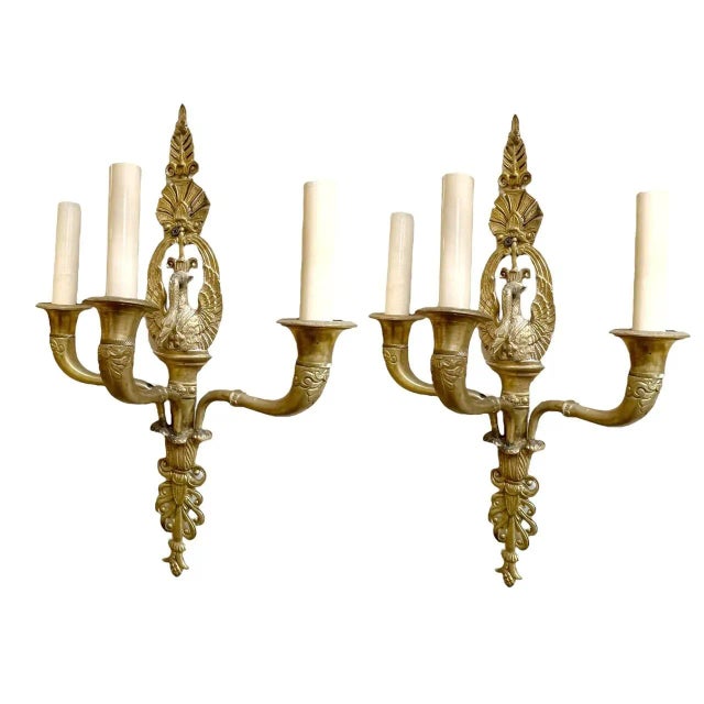 1900's French Empire Sconces With Swans - a Pair For Sale - Image 10 of 10