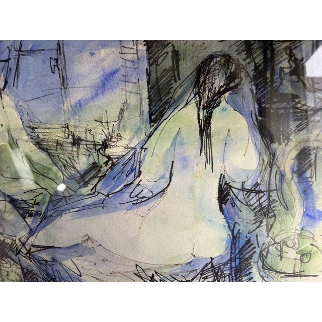Ancellin, Nude in the Workshop, 1974, Watercolor For Sale - Image 6 of 11