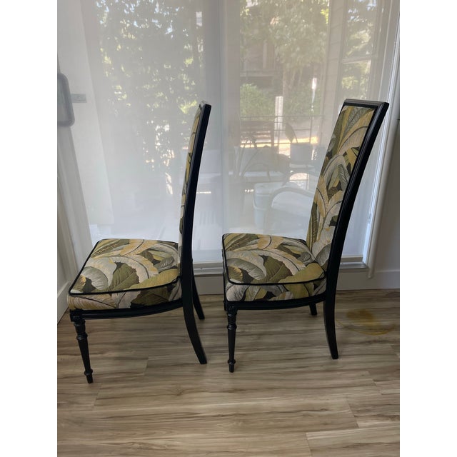 Mid 20th Century Mid 20th Century High Back Chairs in Palm Print - Set of 2 For Sale - Image 5 of 10