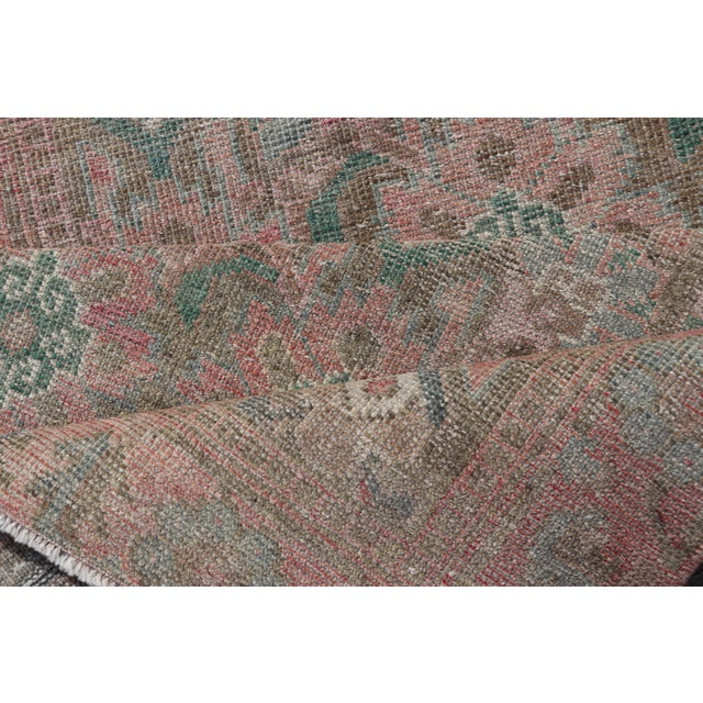Antique Turkish Oushak Runner With Vibrant Floral Patterns in Soft Pastel Tones 3'1 X 10'1 For Sale - Image 9 of 10