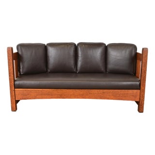 L. & J. G. Stickley Antique Mission Oak Arts & Crafts Settle Sofa, Circa 1910 For Sale