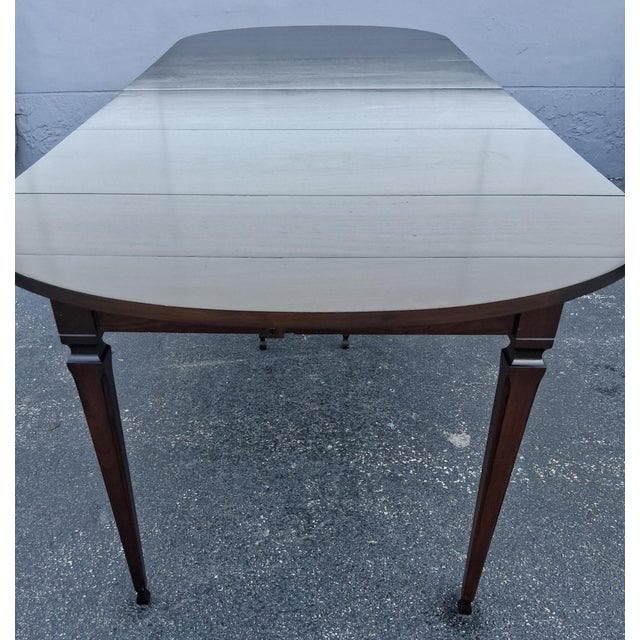 Brown 1940's Traditional John Widdicomb 10 Seat Drop Leaf "Hide Away" Dining Table - 4 Leaf - Collapses to Side Table For Sale - Image 8 of 18