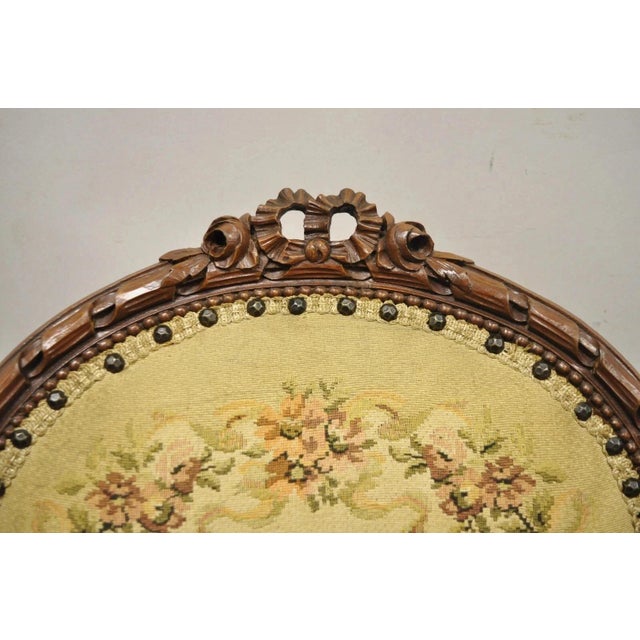 Victorian Antique French Country Louis XV Victorian Floral Tapestry Arm Chairs - A Pair For Sale - Image 3 of 12