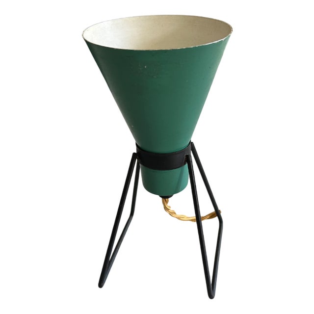 Small Mid-Century Modern Italian Aluminum Table Lamp with Conical Shade, 1950s For Sale