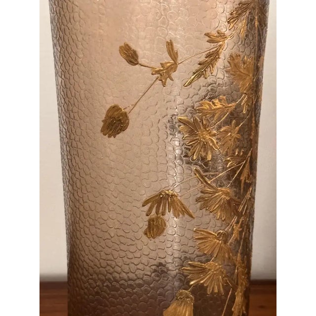 Early 20th Century French Art Nouveau Gilt Floral Blown-Glass Vase Martelé, Legras, 1900s For Sale - Image 5 of 10