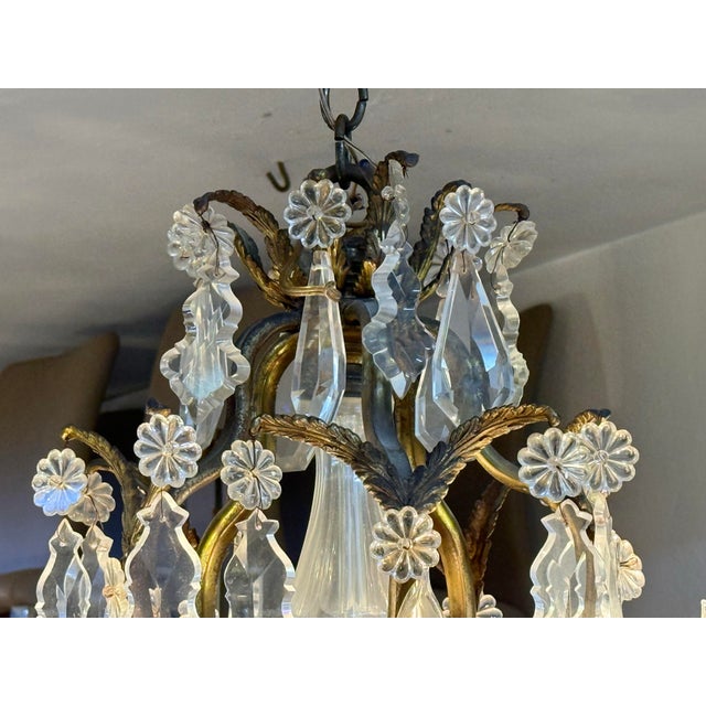French Antique Crystal Chandelier For Sale - Image 3 of 9