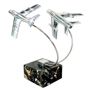 Cabinet Miniature with MiG 15 and MiG 19 Planes, Poland, 1950s For Sale