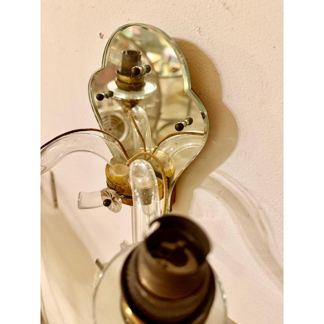 Art Deco French Crystal & Mirror Wall Sconces form Maison Baguès, Paris, 1945, Set of 2 For Sale - Image 3 of 9