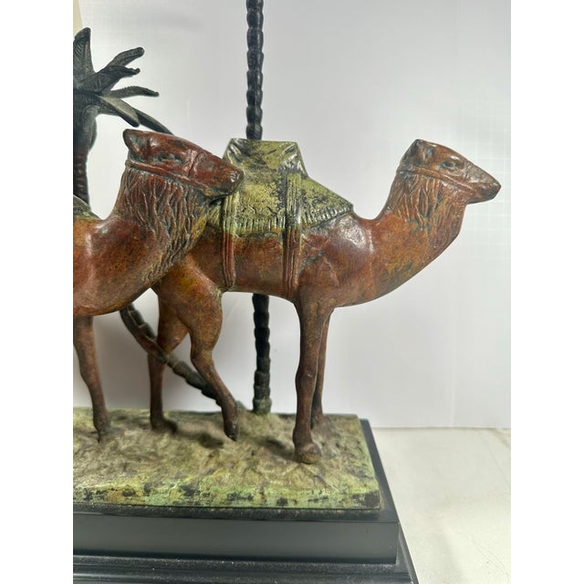 Figurative Vintage Orientalist Cold-Painted Bronze Figural Sculpture Candleholder. For Sale - Image 3 of 12