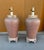 Vintage Pair of 2 80's Terra Cotta Speckeled Table Lamps with a Reeded detail on top and on bottom of lamp. Leather...