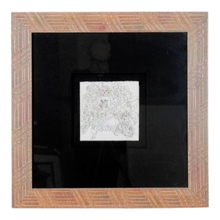 2010 Framed Original Drawing Jiang Tiefeng "Connected Souls" One of a Kind Wood Framed Original Drawing on Paper For Sale