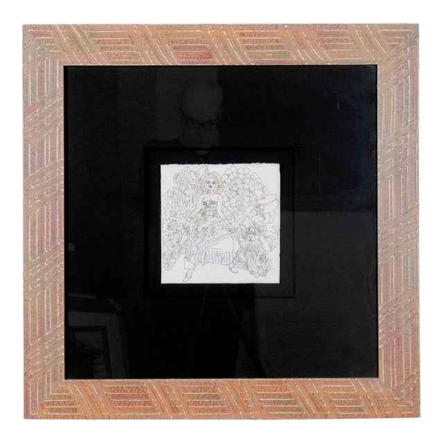 2010 Framed Original Drawing Jiang Tiefeng "Connected Souls" One of a Kind Wood Framed Original Drawing on Paper For Sale