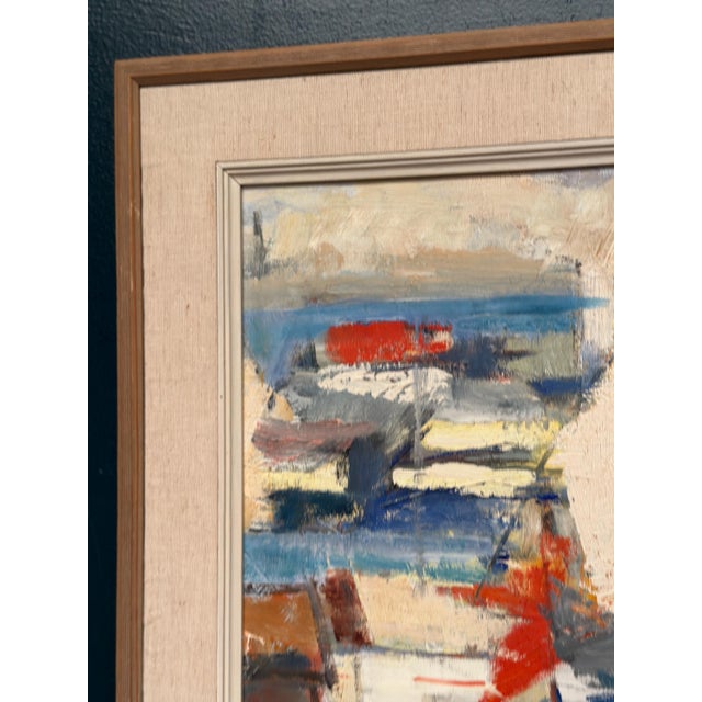 Abstract Harbour Motif, 1950s, Oil on Canvas, Framed For Sale - Image 6 of 16