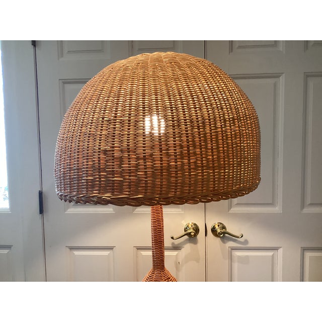 Vintage Rattan Umbrella Shaped Floor Lamp For Sale - Image 11 of 12
