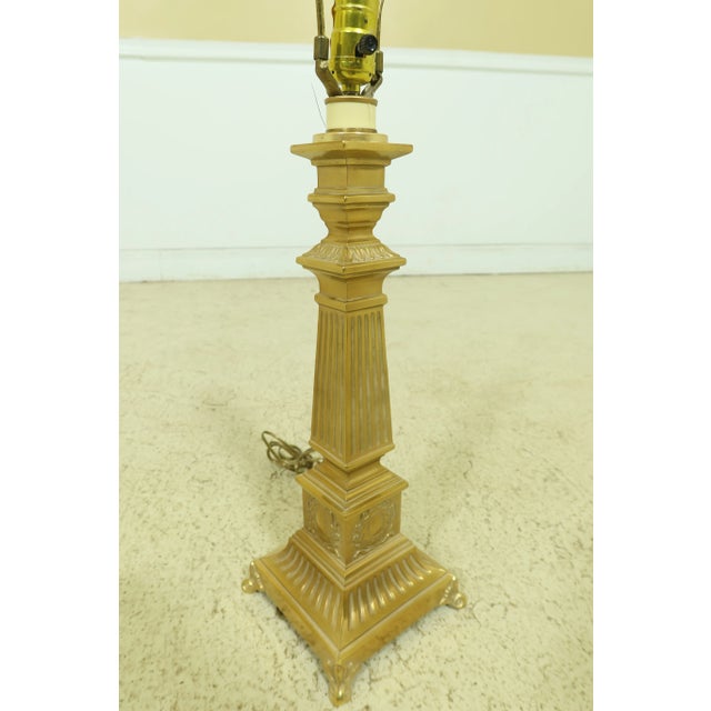 1990s Classical Design Brass Finish Metal Table Lamp For Sale - Image 5 of 8
