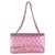 Pink Dark Pink Iridescent Quilted Lambskin Medium Classic Double Flap Bag For Sale - Image 8 of 9