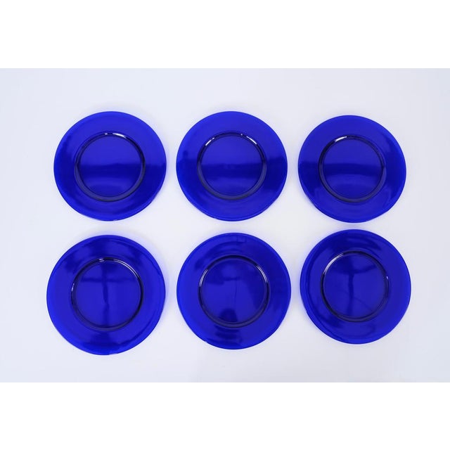 Round Cobalt Blue Murano Glass Dinner Plates, Italy, 1980s, Set of 6 For Sale - Image 4 of 18