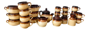 Large French Provincial Ceramic Coffee and Soup Service, 1970s, Set of 26