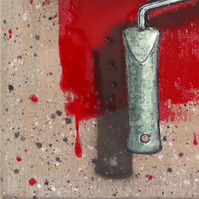 New Attitude - Surrealist Red Paint Brush Pop Art on Canvas Original Artwork by Carl Smith For Sale - Image 4 of 9