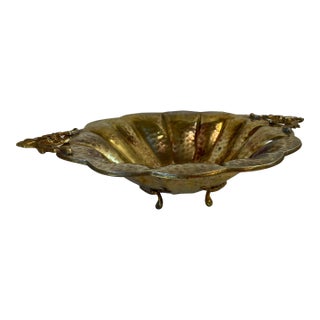 Vintage Brass Centerpiece Footed Bowl For Sale