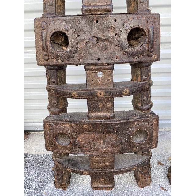 Indian 18th Century Antique Indian Ox Cart Brass Decorations- a Pair For Sale - Image 3 of 8