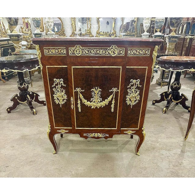 French Rococo Style Marble Topped Cabinet For Sale - Image 4 of 4
