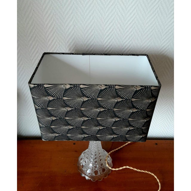 Black Art Deco Lamp with Custom-Made Rectangular Lampshade, 1950s For Sale - Image 8 of 14