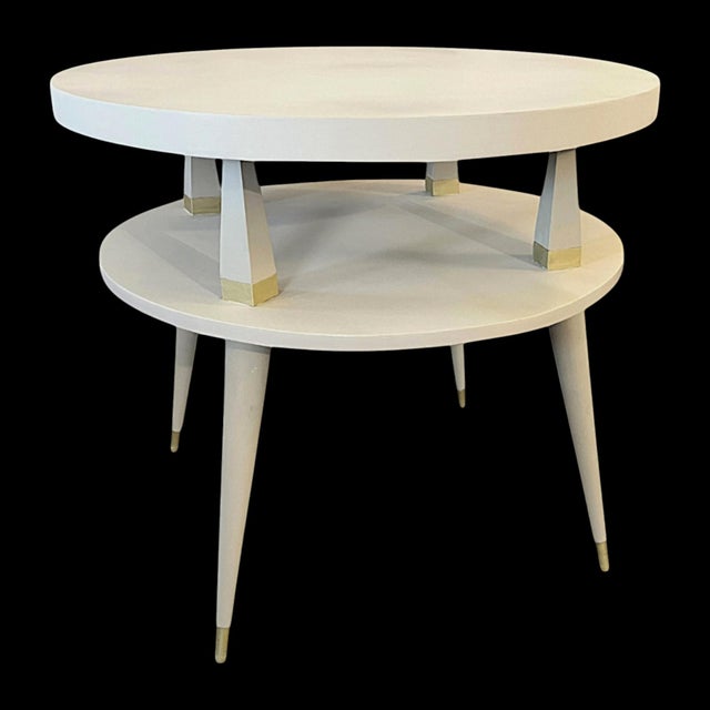 MCM two-tiered coastal end table/side table/nightstands Professionally refinished midcentury modern look using...