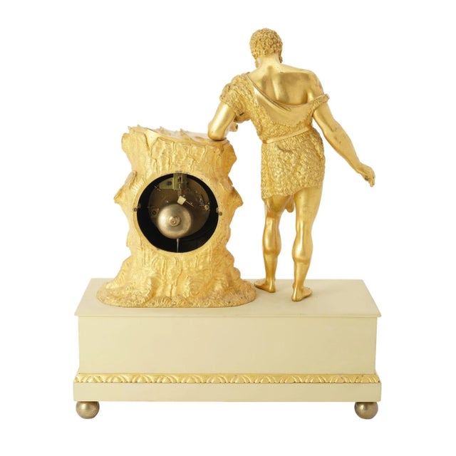 Gold French Charles X Period Fire Gilt Bronze Mantel Clock, C. 1820-30 For Sale - Image 8 of 12