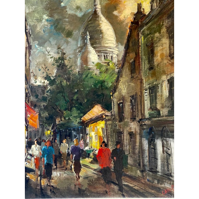 20Th. Century. Cityscape Paris by Night in Montmartre, Oil on Canvas, Signed For Sale - Image 4 of 15
