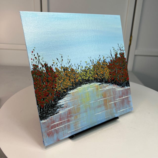 Contemporary Autumn Wonder Fall Theme 8 X 8" Acrylic Mixed Media Painting Wall Art - Unframed For Sale - Image 3 of 7