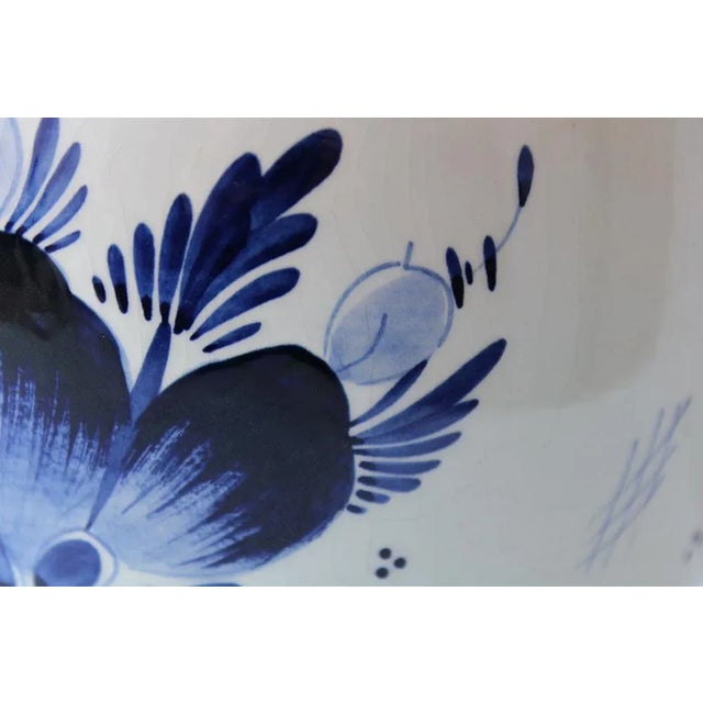 Blue Porcelain Vase with Windmill and Flowers from Delft, Holland For Sale - Image 5 of 12