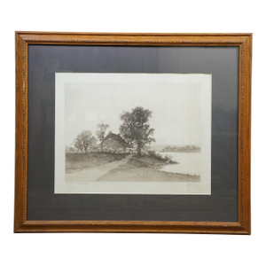 Antique Louise Howland King Signed Birthplace of George Washington Etching 30"