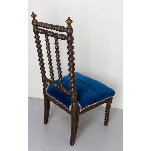 Napoleon III Chair with Turned Beech & Velvet for Child, 1880s For Sale - Image 6 of 12