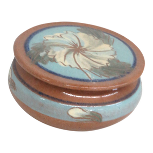 Pride Craft Barbados Floral Hand Painted Pottery Lidded Jar Trinket Box 4722b