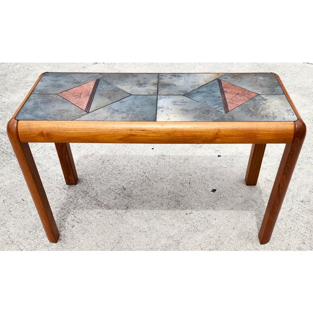 Gangsø Møbler MCM Gangsø Møbler Slate Tile & Teak Console Table 1970s Danish Modern For Sale - Image 4 of 13