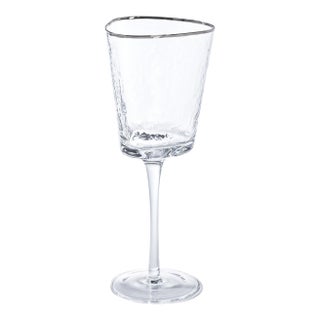 Aperitivo Triangular Wine Glass, Clear w/ Platinum Rim, Set of 4 For Sale