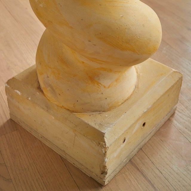 1980s French Plaster Spiral Column or Pedestal on Wooden Base For Sale - Image 5 of 11