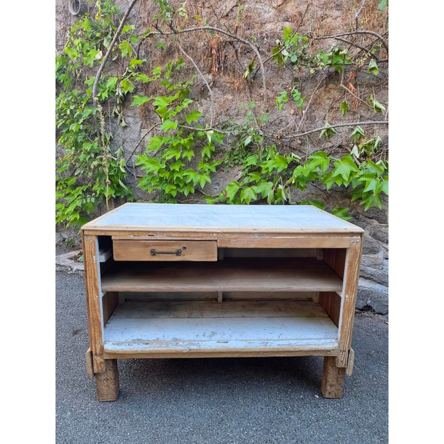 Antique French Patisserie Counter Kitchen Island with Marble Top, 1930 For Sale - Image 10 of 18